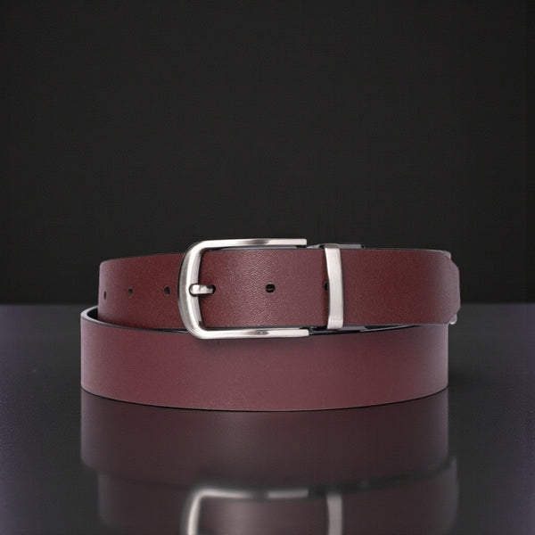 The Harvey Dent Belt - One Piece Reversible Black/Grey 100% Real Leather Belt NAB Leather