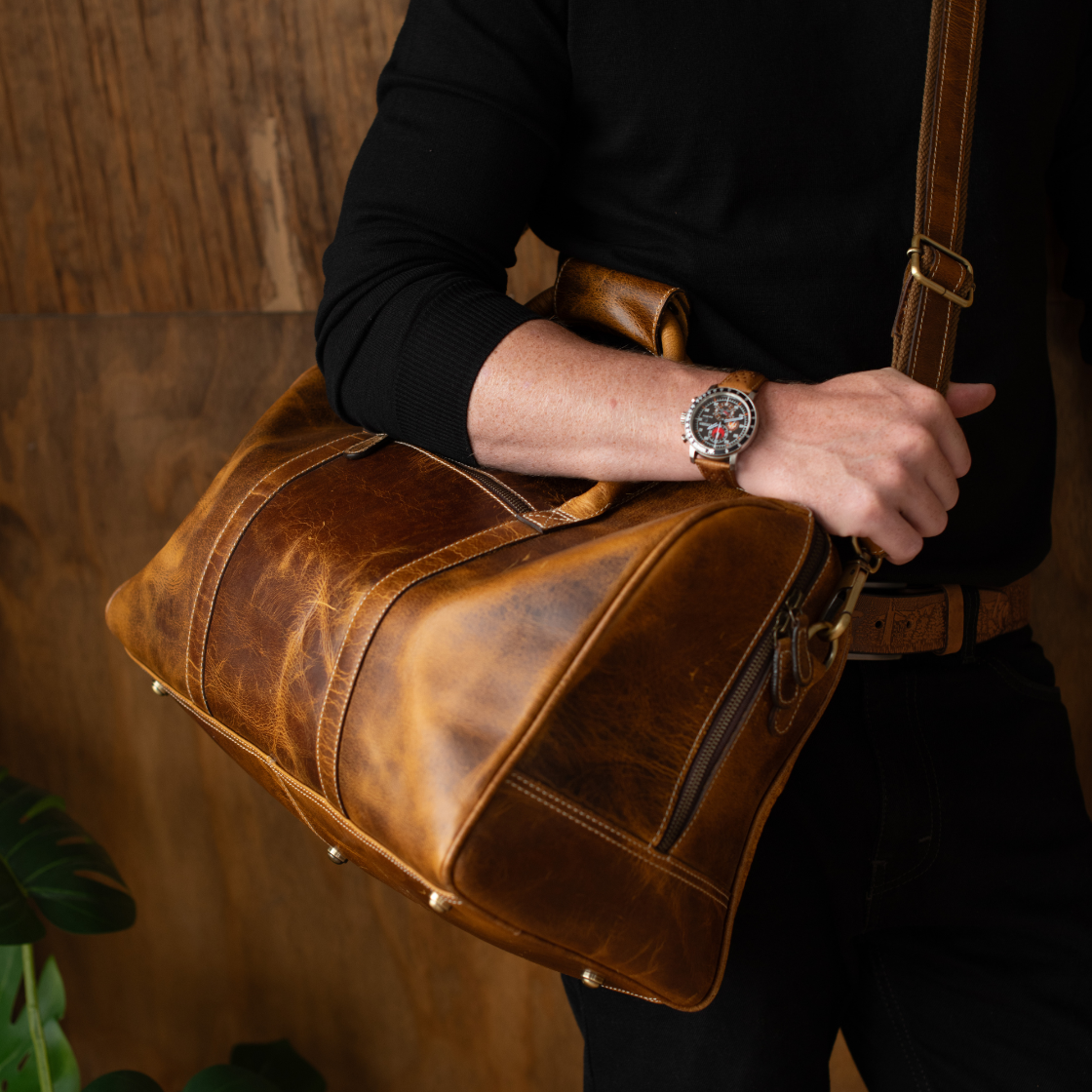 The Wayfarer Bag - Cognac Classic Full-Grain Leather Duffle Bag NAB Leather