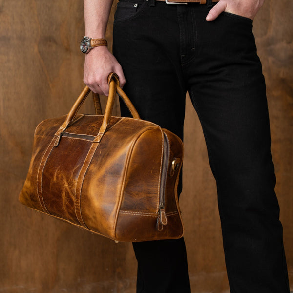 The Wayfarer Bag - Cognac Classic Full-Grain Leather Duffle Bag NAB Leather