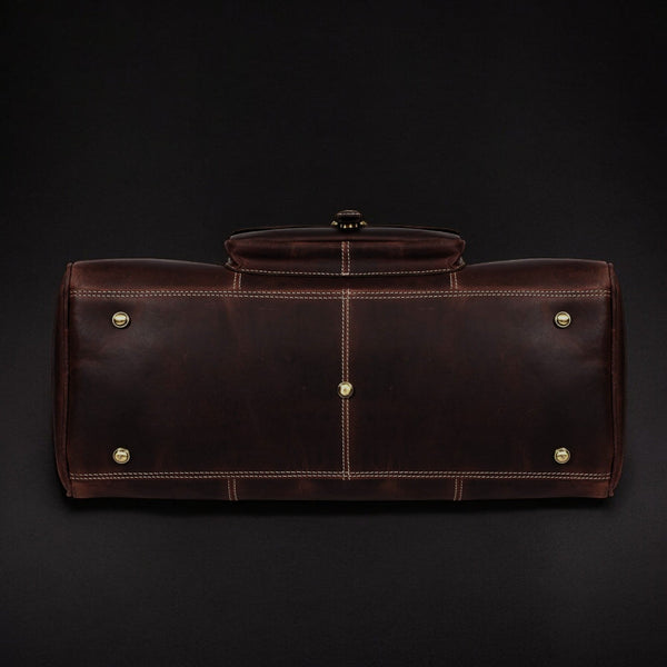 The Voyager Duffle - Brown Full-Grain Distressed Leather Duffle Bag NAB Leather