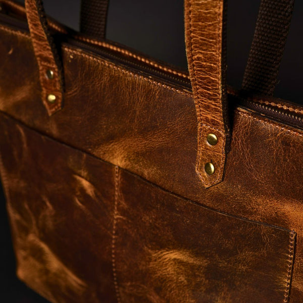 Classic Cognac Leather Tote Bag NAB Leather