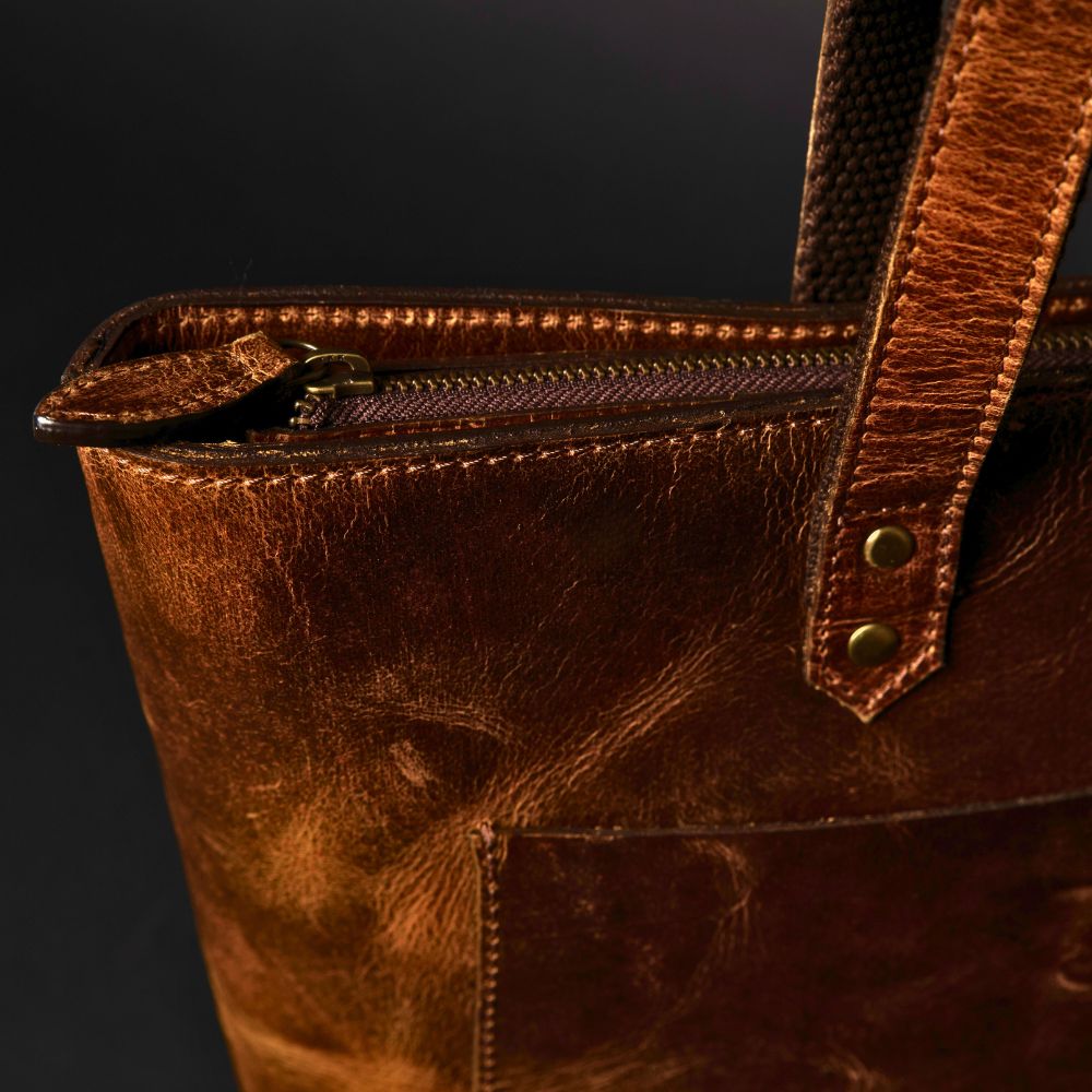 Classic Cognac Leather Tote Bag NAB Leather