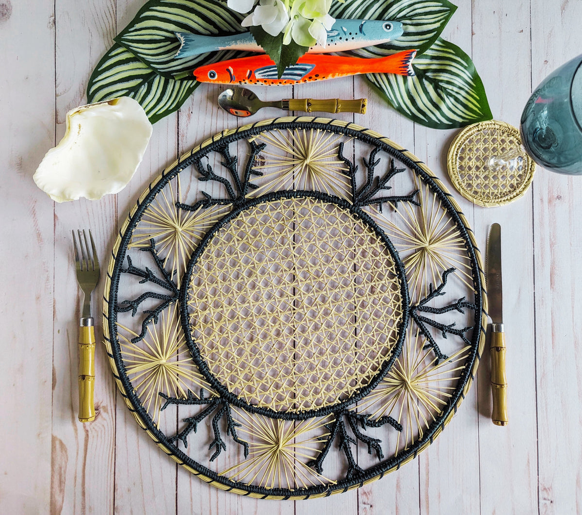 Coral Coastal Handwoven Iraca Placemat