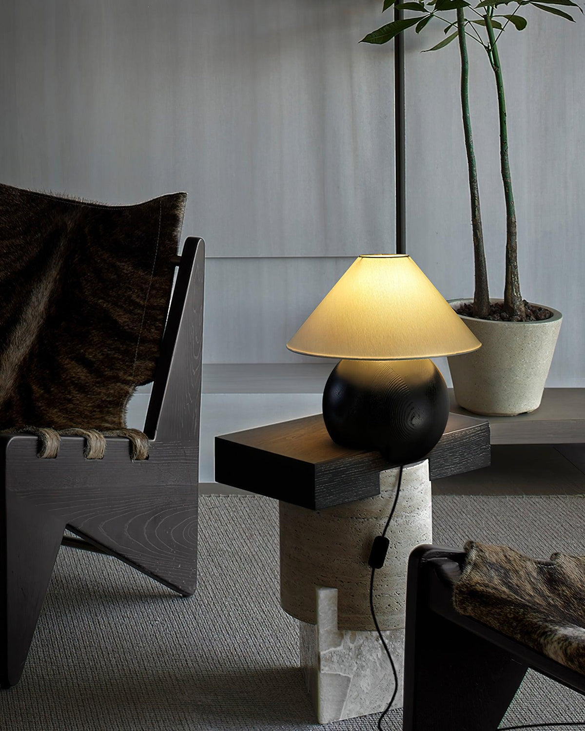 Corner Log Table Lamp 13.8