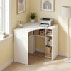 Corner Computer Desk Triangle Home Office Desk with Adjustable Shelf and Arc-Shaped Profile-White