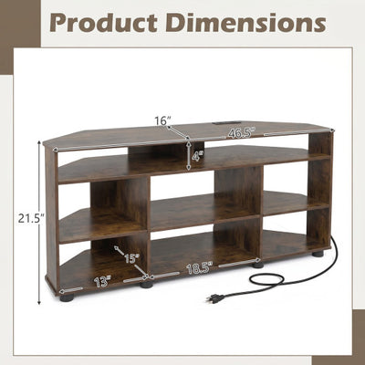 Corner Entertainment Center TV Stand for TVs up to 55 Inch-Rustic Brown