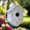 Cottagecore Garden Birdhouse with Embossed Filigree