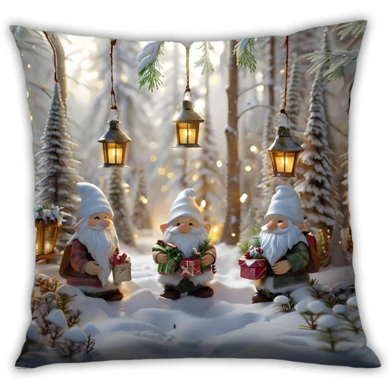 Cotton Christmas Pillow Covers, Santa Claus Pattern, Nordic Style Home Decor