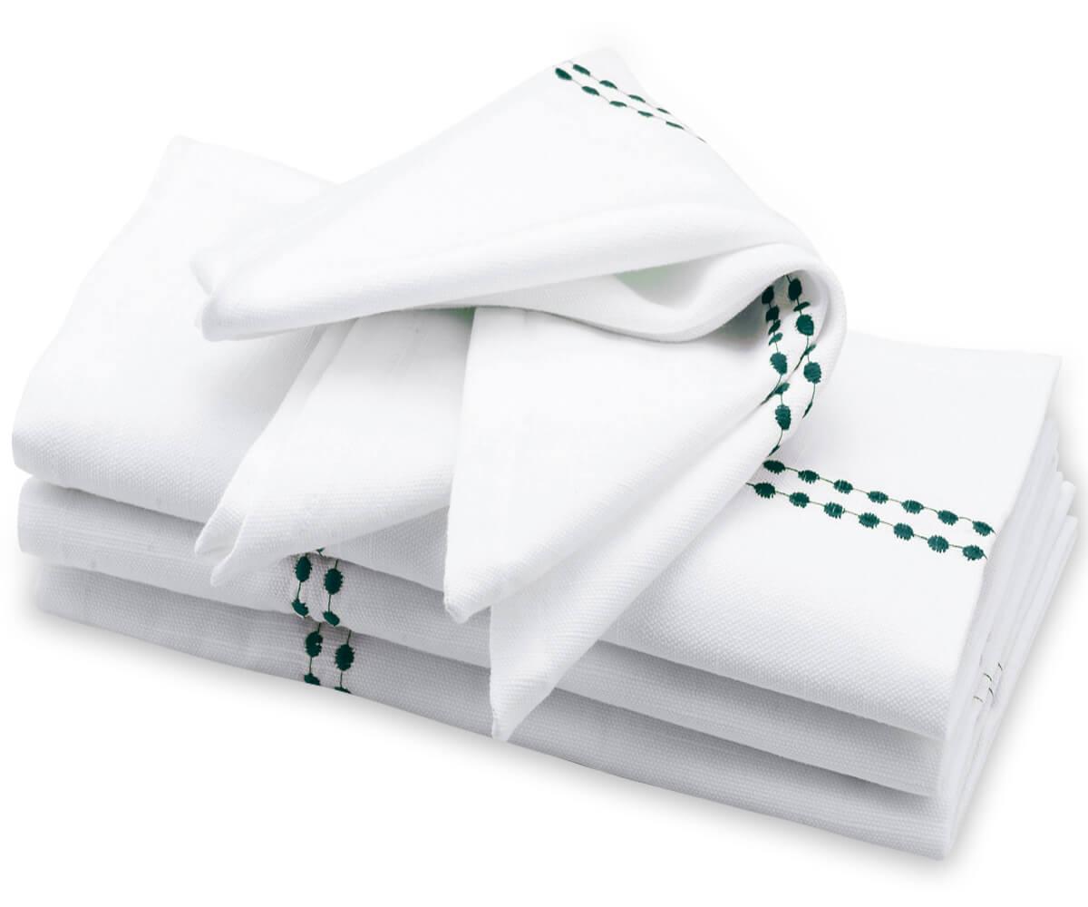 Green Cloth Napkins - Pearls Napkins