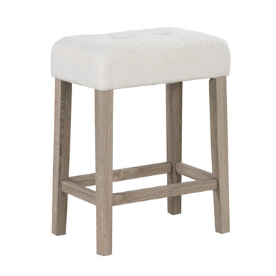 Modern Counter Height Bar Stools Set of 2 with Rubber Wood Legs-White and Gray