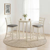 Counter Height Chairs with Fabric Seat and Rubber Wood Legs-Beige - Beige