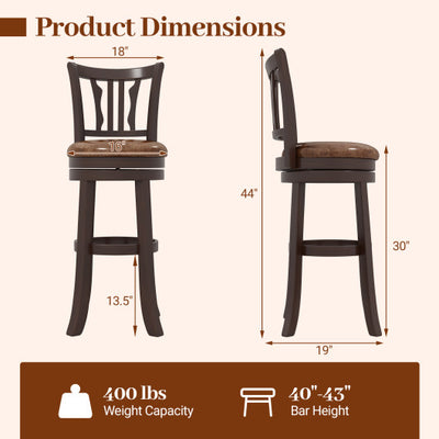 Counter Height Swivel Bar Stools Set of 2 with Back and Solid Rubber Frame-29