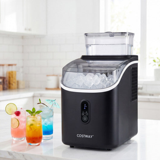 Countertop Ice Maker with External Tank and Self-Cleaning 13 Thickness Levels-Black