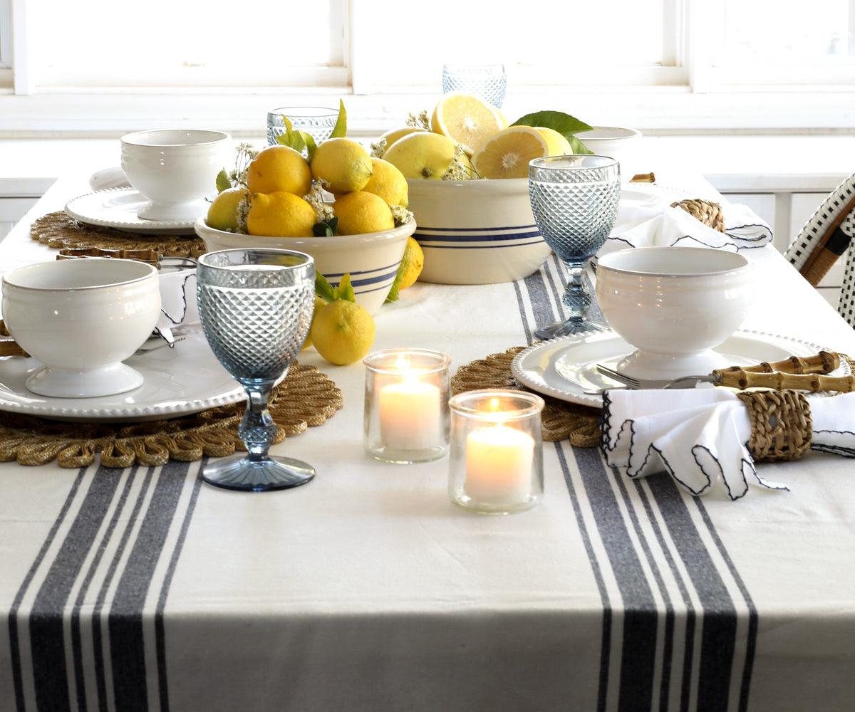 Cotton Striped Tablecloth - Rectangle Tablecloths