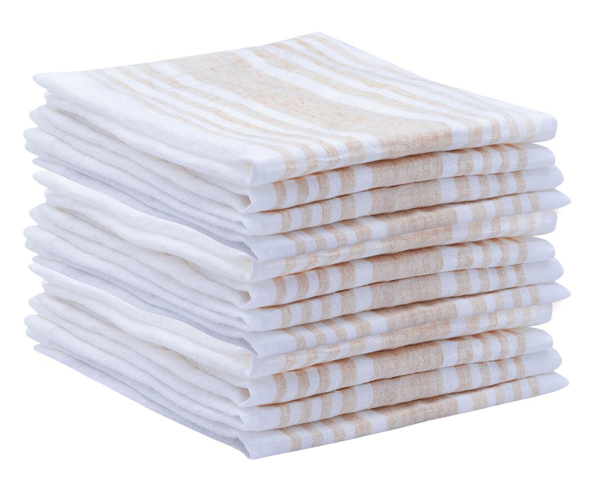 Beige Striped Napkins - Linen Cloth Napkins