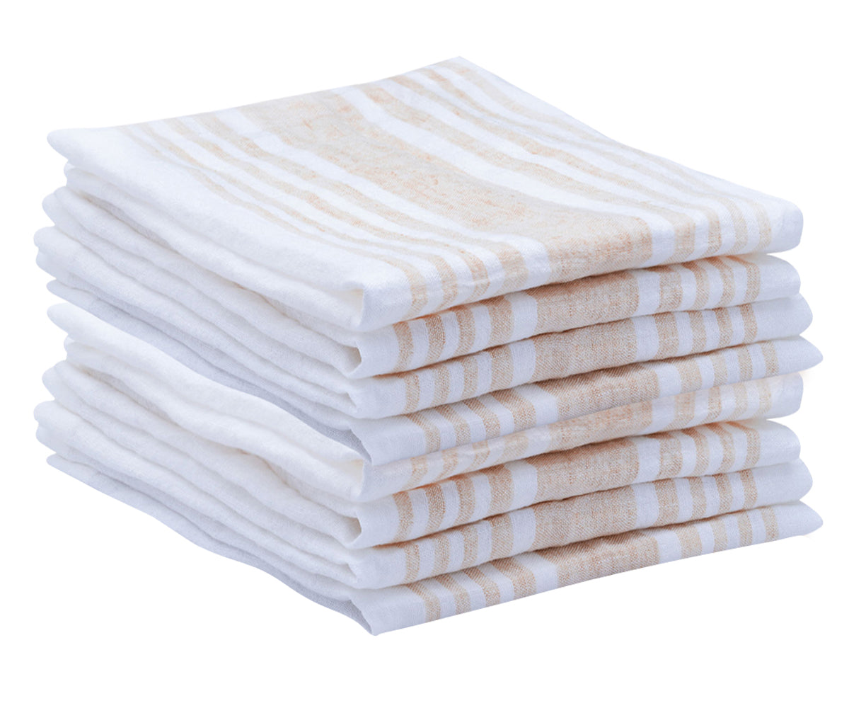 Red Linen Striped Napkins