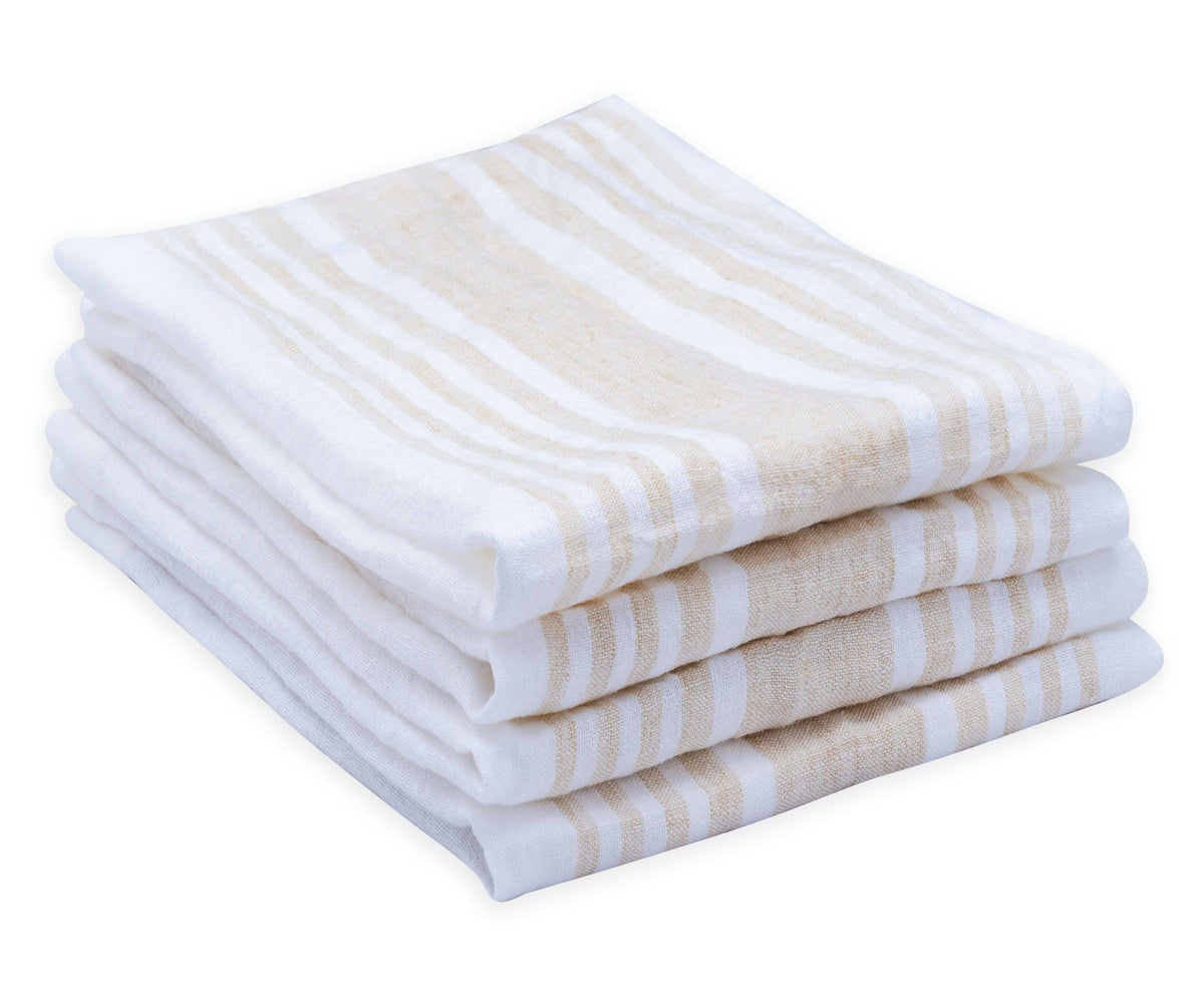 Red Linen Striped Napkins