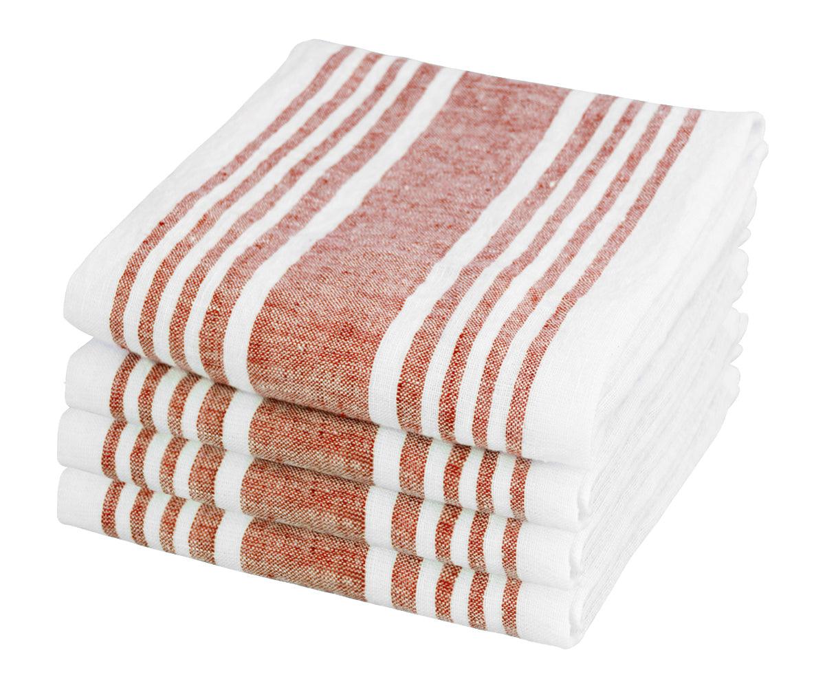 Red Linen Striped Napkins