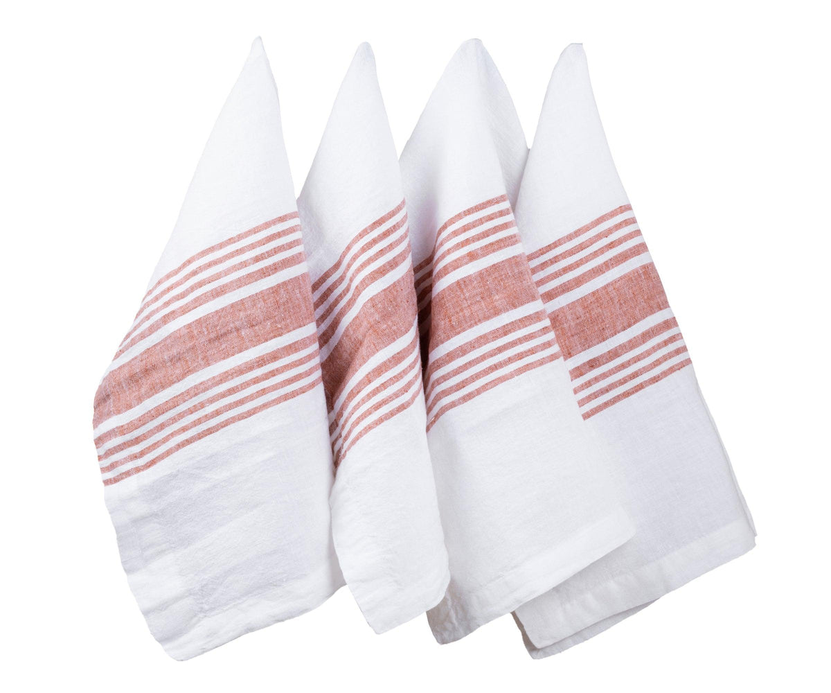 Red Linen Striped Napkins