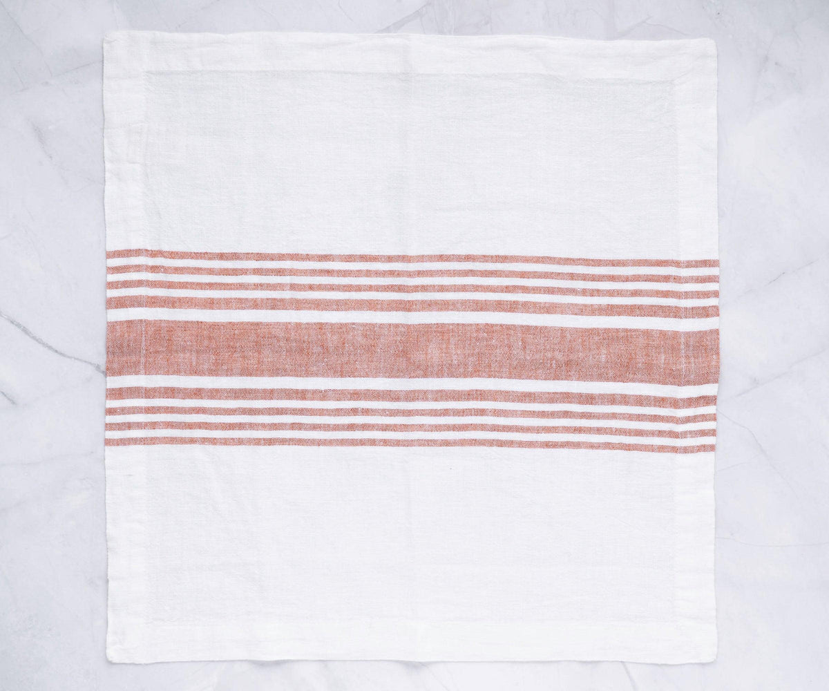 Red Linen Striped Napkins