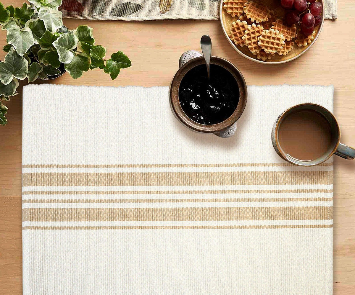Beige Striped Cotton Placemats