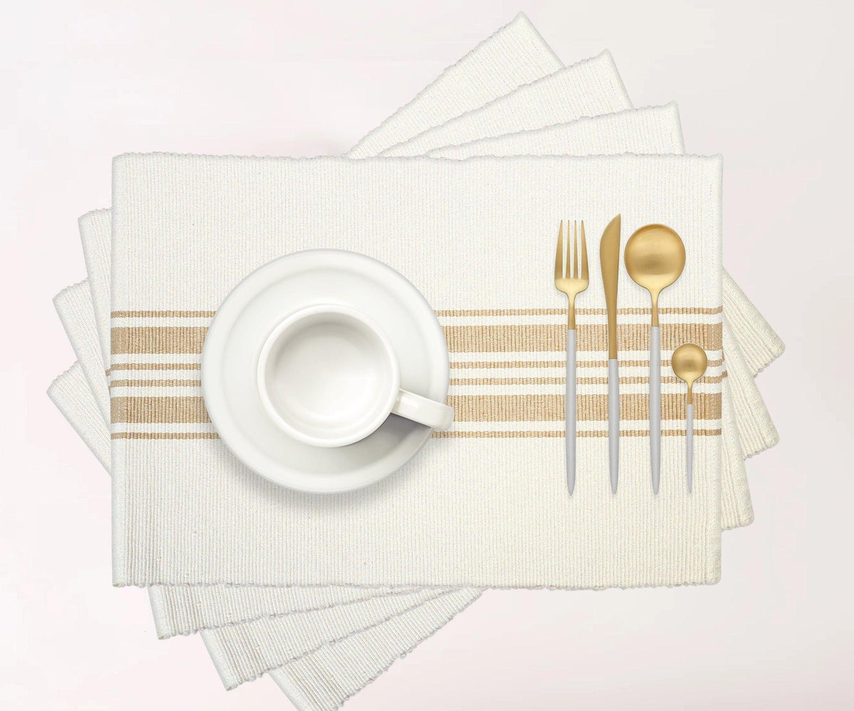 Beige Striped Cotton Placemats