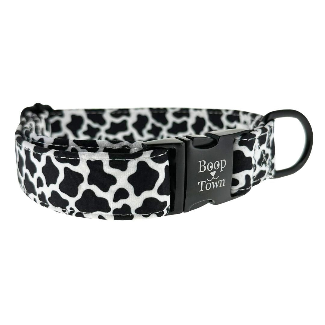 Boop Town Soft Cotton Dog Collar - Anti-Hair Matting & Durable Nylon Core - Quick Release Metal Buckle - Adjustable for Small Medium Large XL Dogs - Gold Tone Hardware