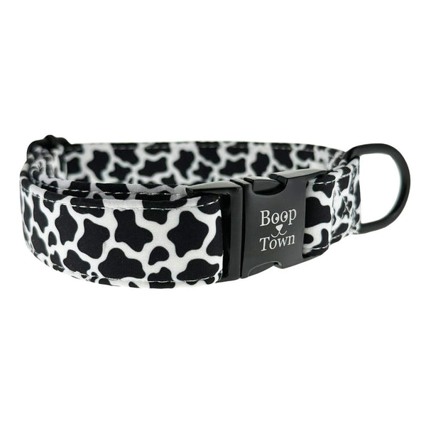 Boop Town Soft Cotton Dog Collar - Anti-Hair Matting & Durable Nylon Core - Quick Release Metal Buckle - Adjustable for Small Medium Large XL Dogs - Gold Tone Hardware