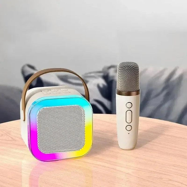 Bluetooth Karaoke Machine for Kids & Family with Wireless Mics LED Lights