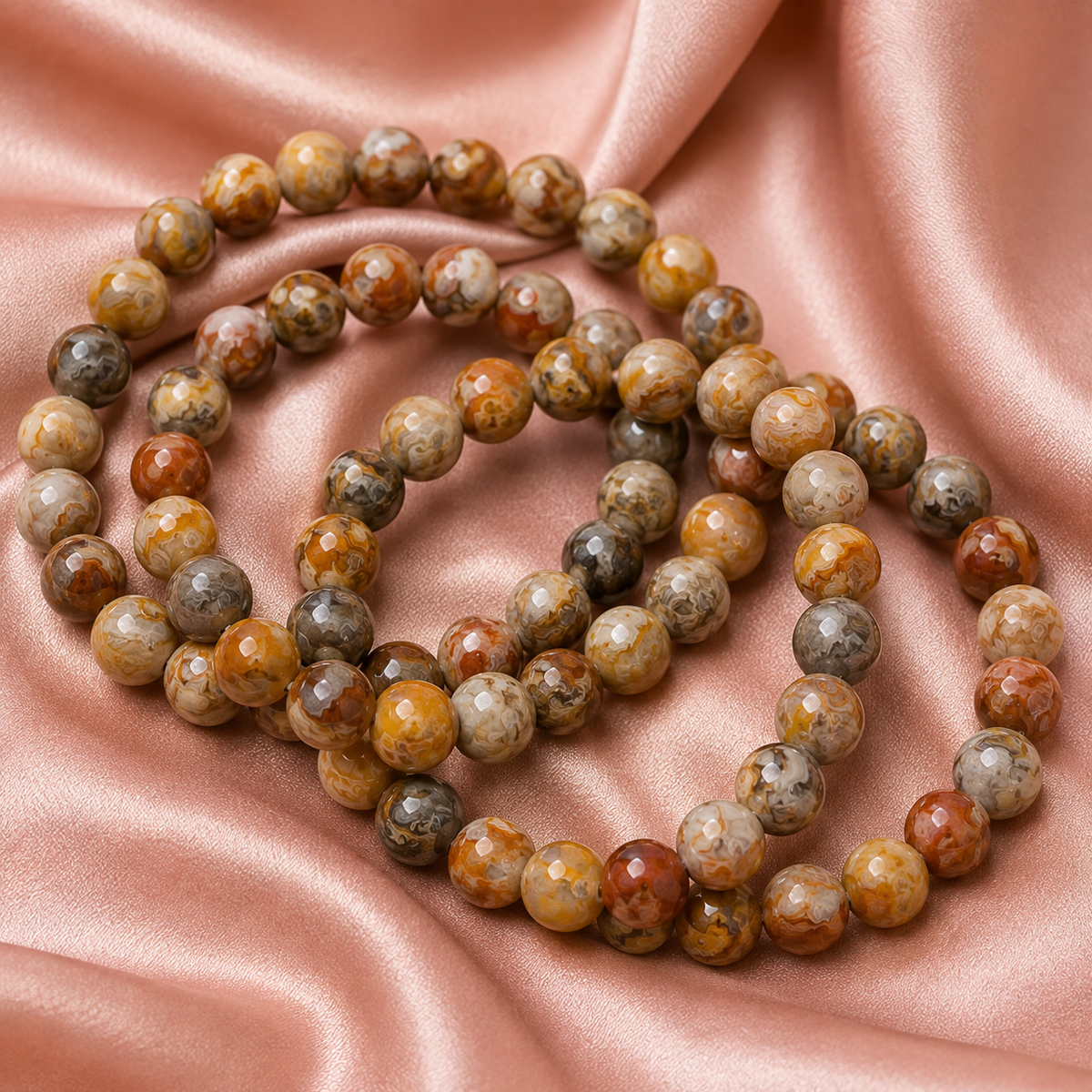 Crazy Lace Agate Bracelet | Orange Agate Bracelet (Purification and Chakra Cleansing)