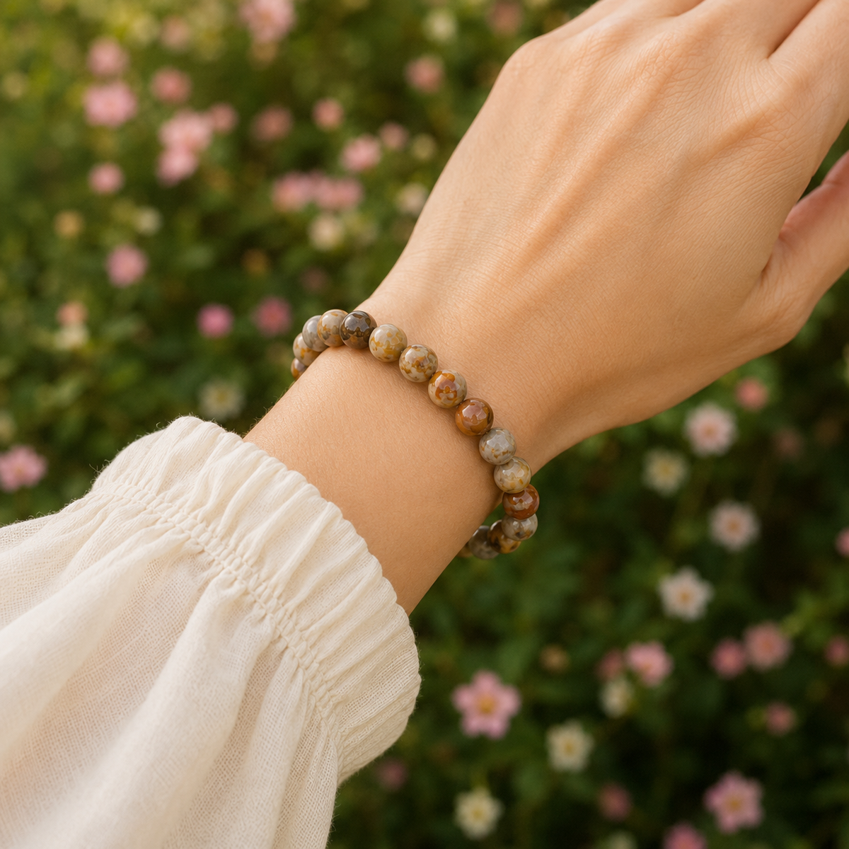 Crazy Lace Agate Bracelet | Orange Agate Bracelet (Purification and Chakra Cleansing)