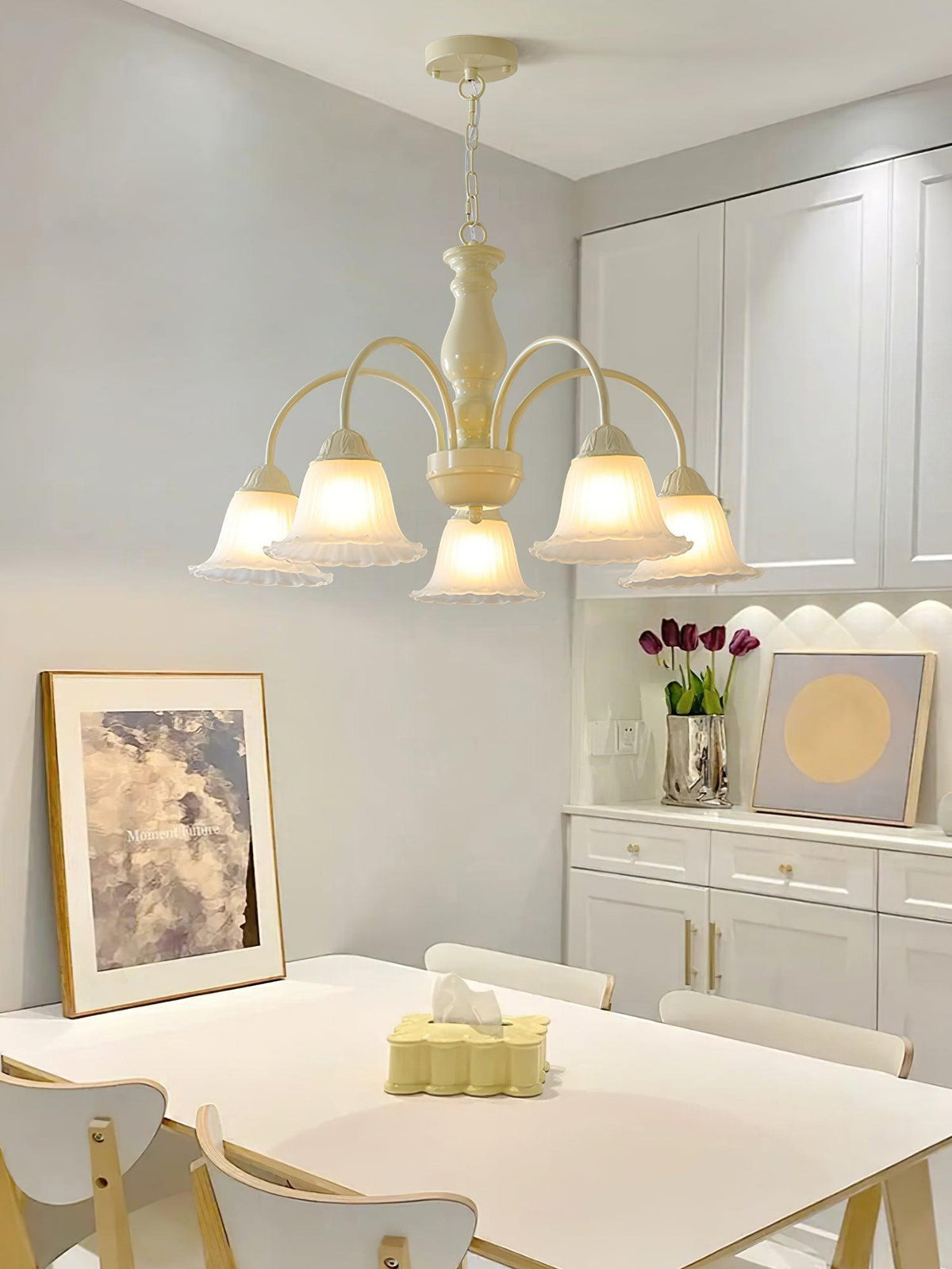 Cream Flower Chandelier