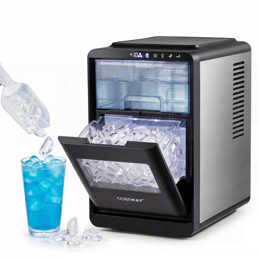 Crescent Ice Maker Countertop 26 Lbs/24H Ice Machine with 16 Crescent Cubes-Black