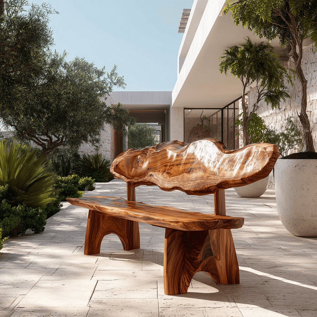 Crestwave Live Edge Solid Wood Outdoor Bench