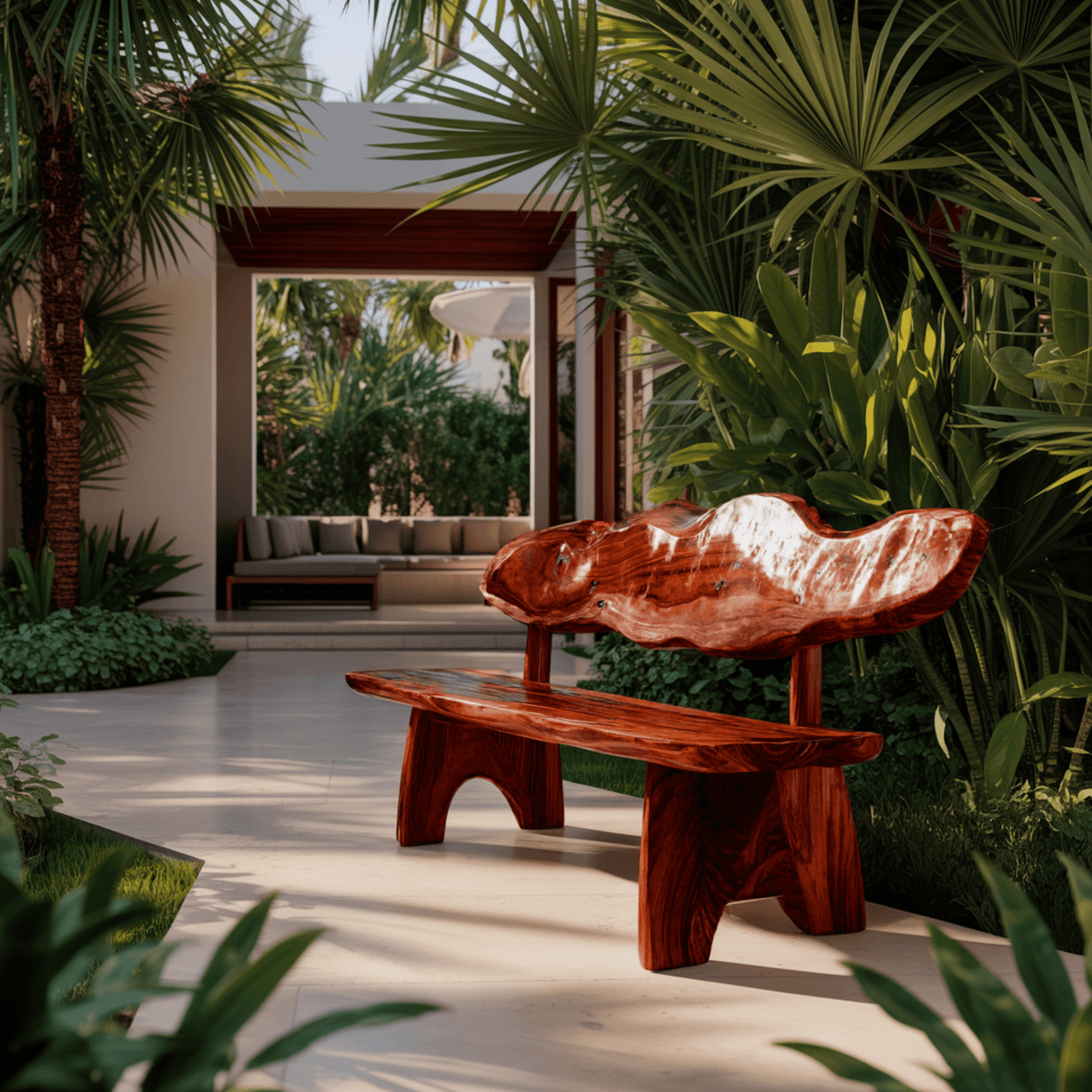 Crestwave Live Edge Solid Wood Outdoor Bench