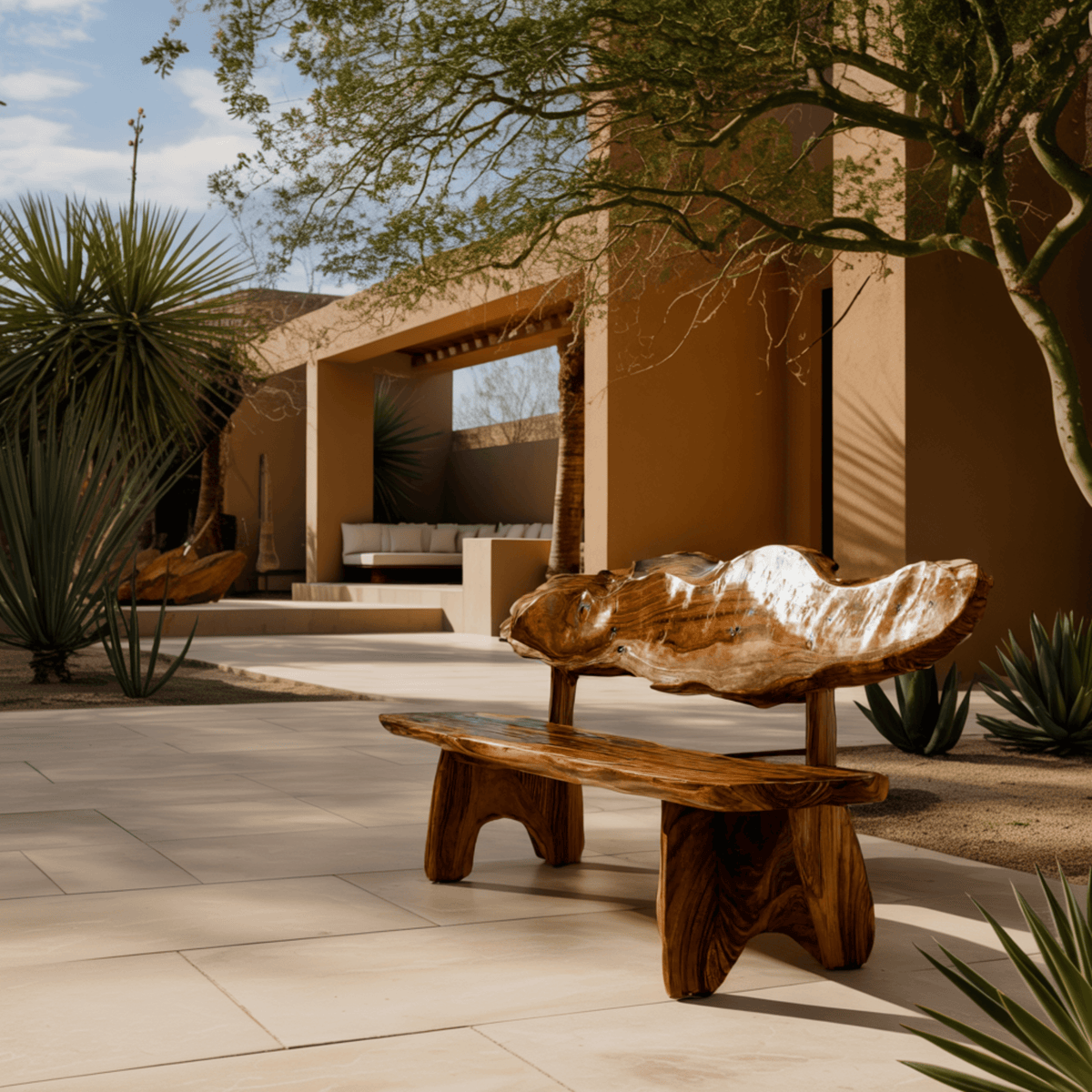 Crestwave Live Edge Solid Wood Outdoor Bench