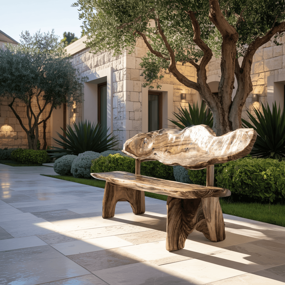 Crestwave Live Edge Solid Wood Outdoor Bench