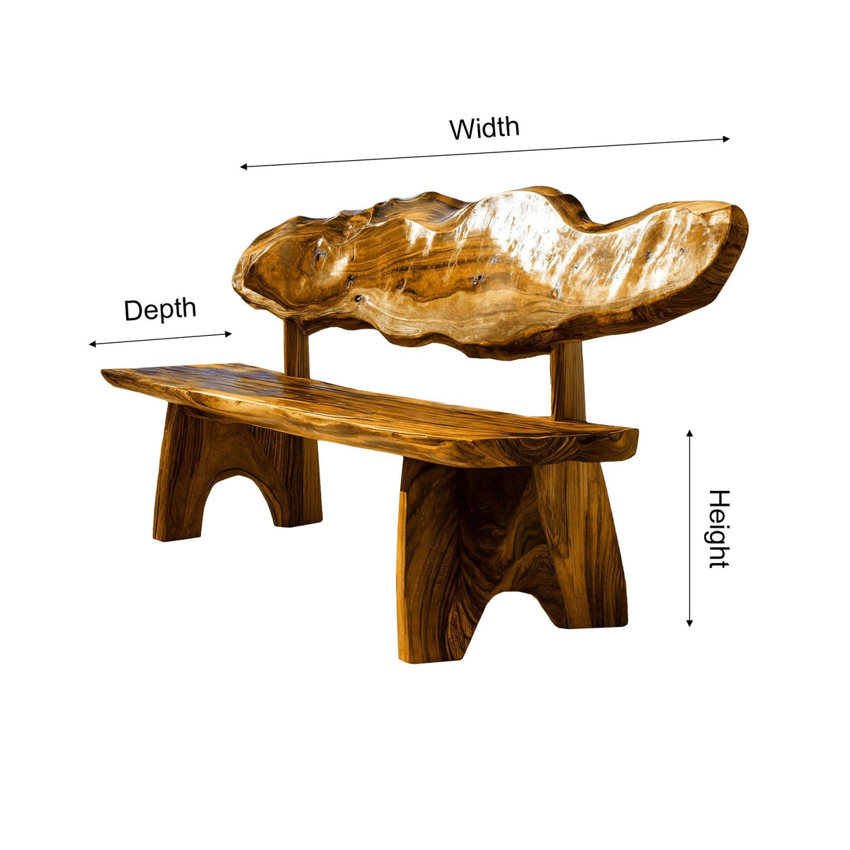 Crestwave Live Edge Solid Wood Outdoor Bench
