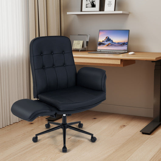 Criss Cross Chair Adjustable Swivel Vanity Chair with 5-Position Armrests-Black