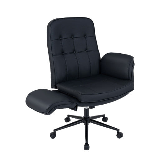 Criss Cross Chair Adjustable Swivel Vanity Chair with 5-Position Armrests-Black