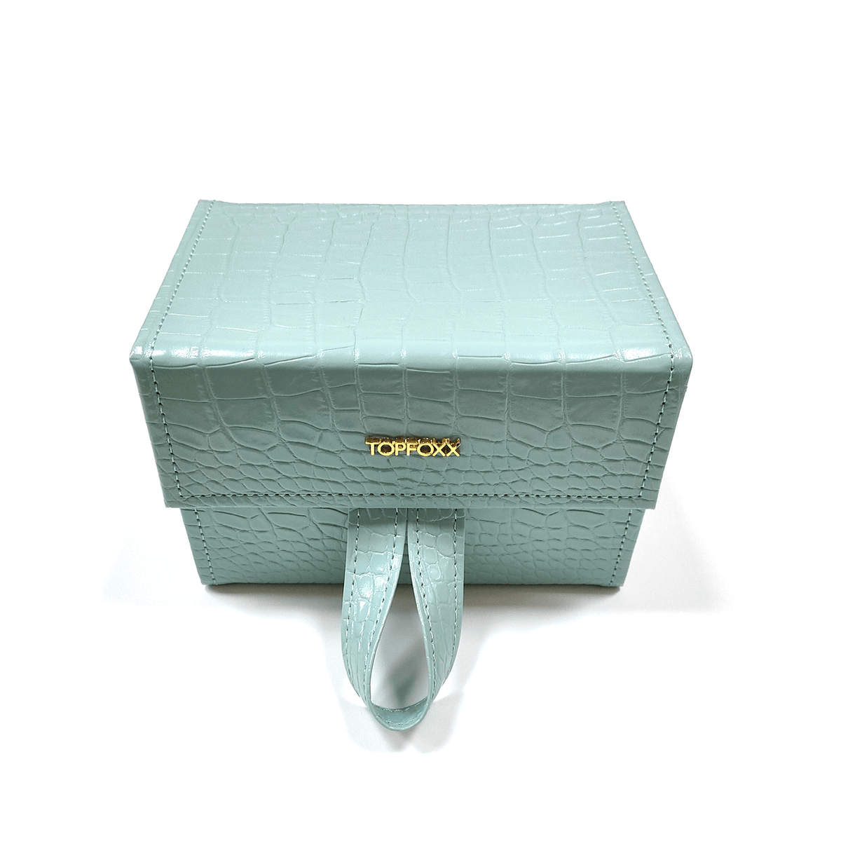Turquoise Faux Croco Travel Case