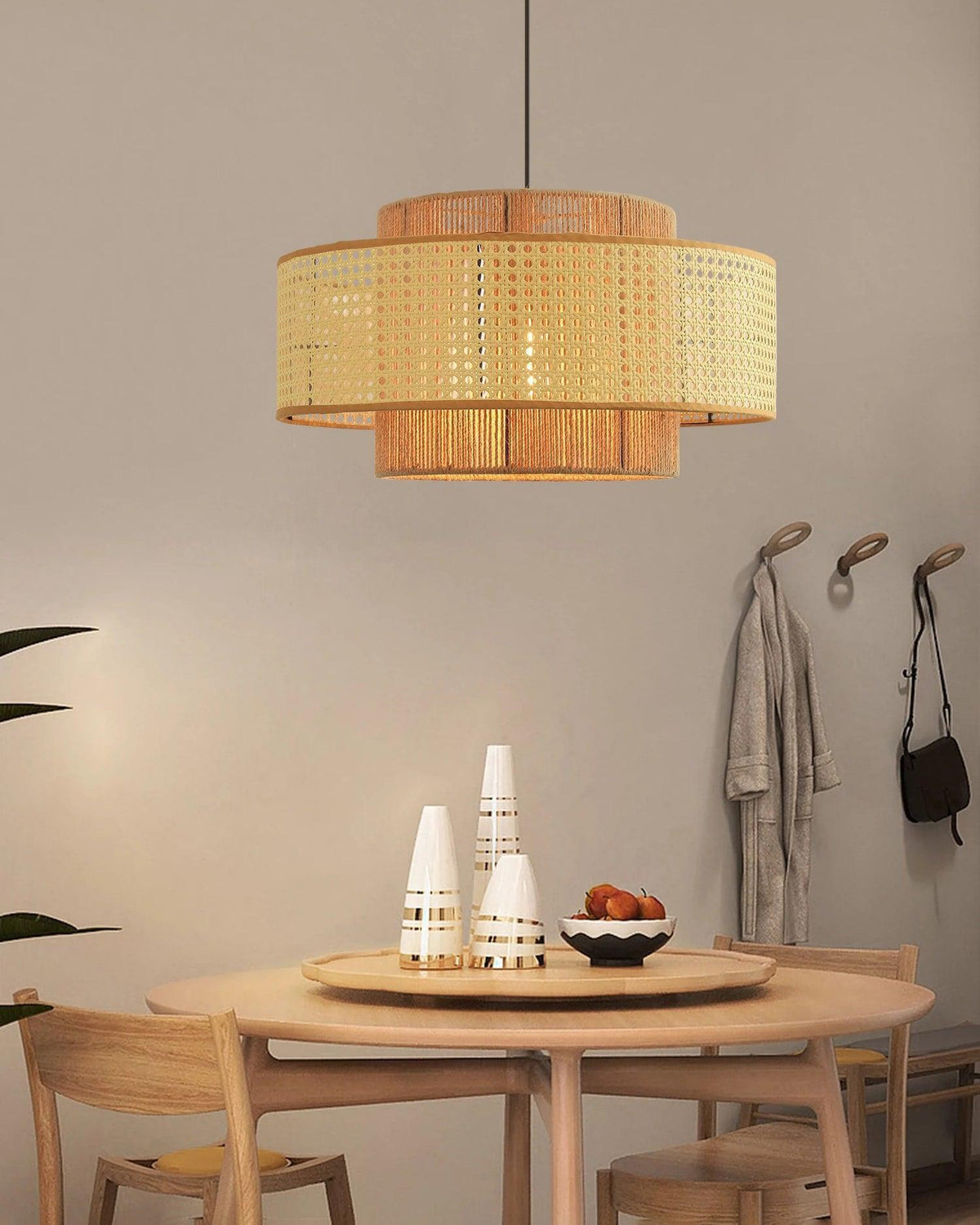 Cross Rattan Pendant Lamp 15.7