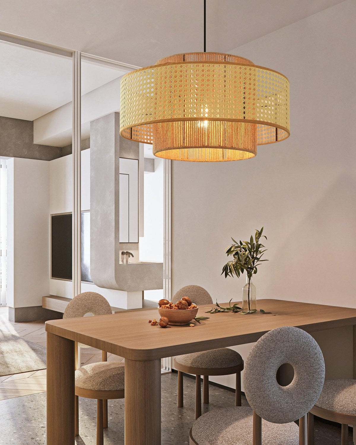 Cross Rattan Pendant Lamp 15.7