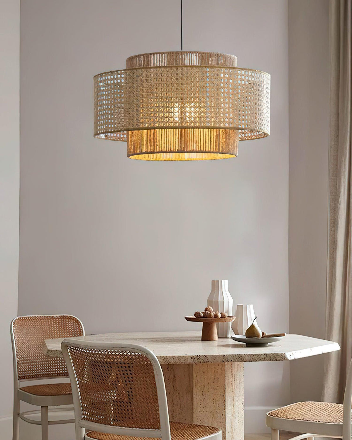 Cross Rattan Pendant Lamp 15.7