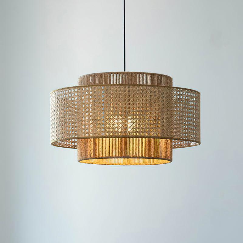Cross Rattan Pendant Lamp 15.7