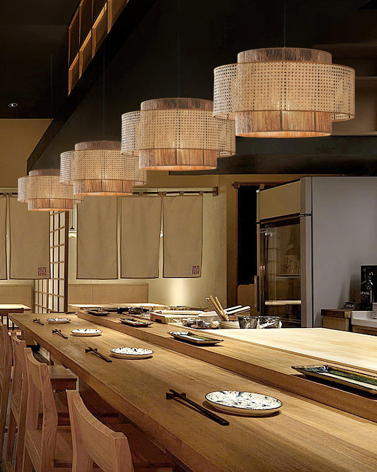 Cross Rattan Pendant Lamp 15.7