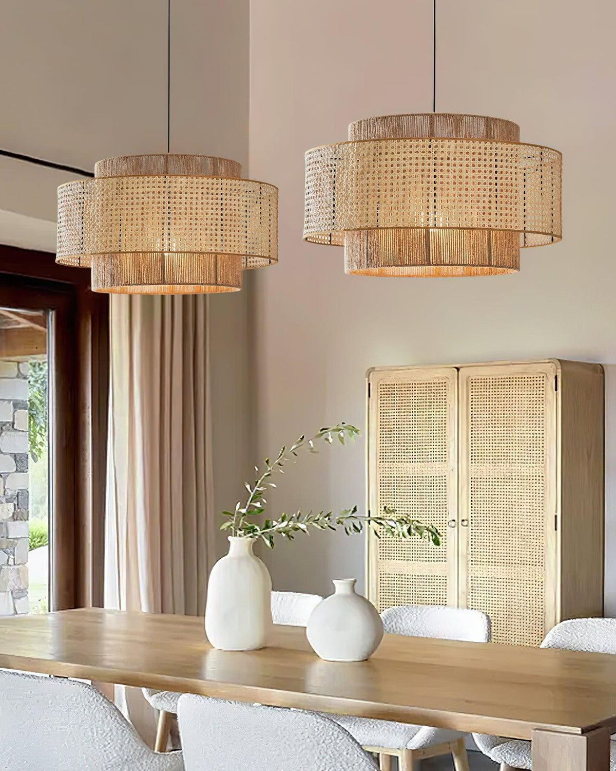 Cross Rattan Pendant Lamp 15.7