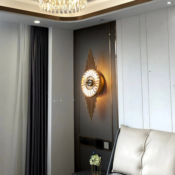 Crystal Gear Gold Wall Light