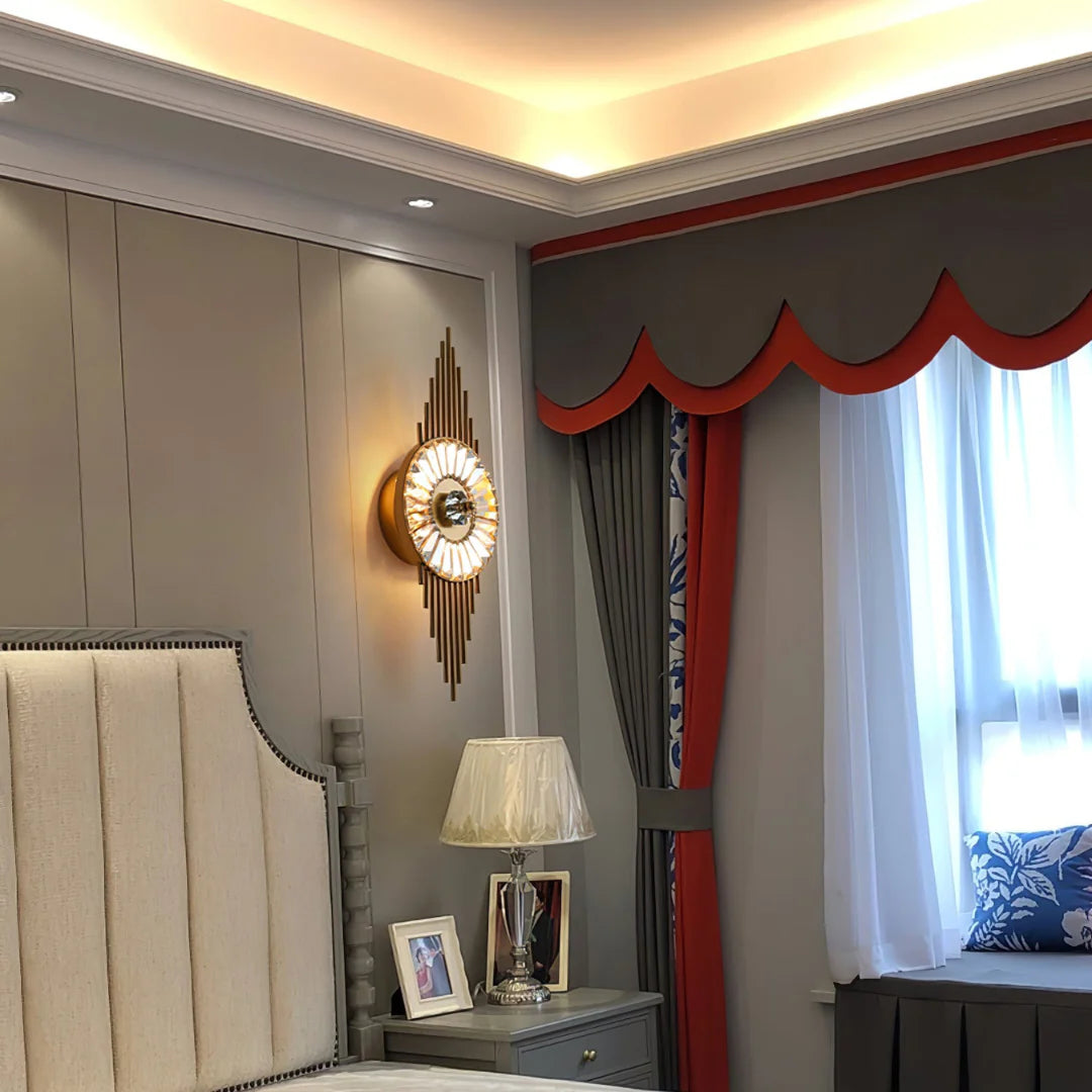 Crystal Gear Gold Wall Light