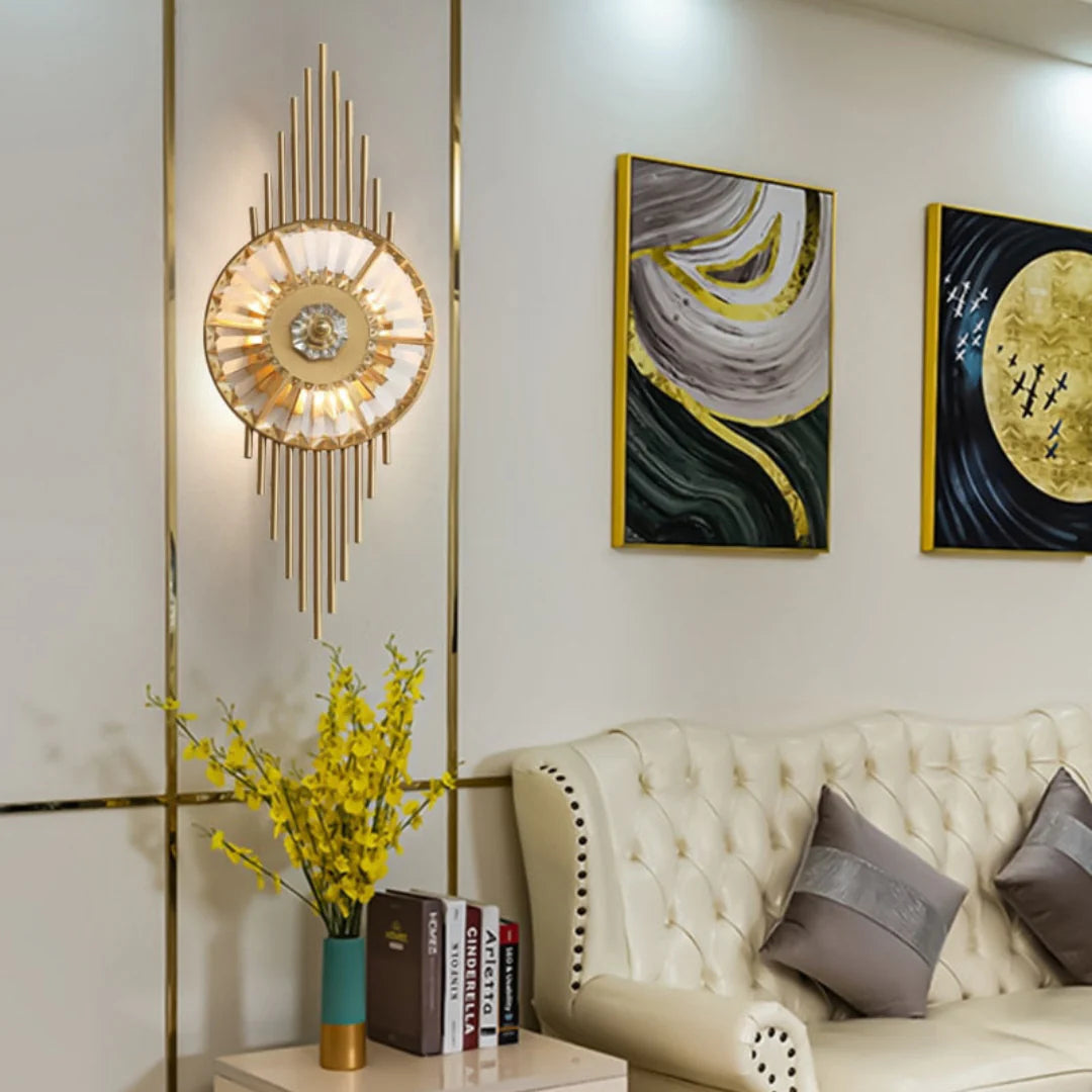 Crystal Gear Gold Wall Light